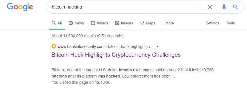 Googling Bitcoin Hacking 
