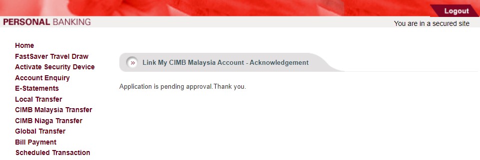 link cimb sg to cimb my - pending approval