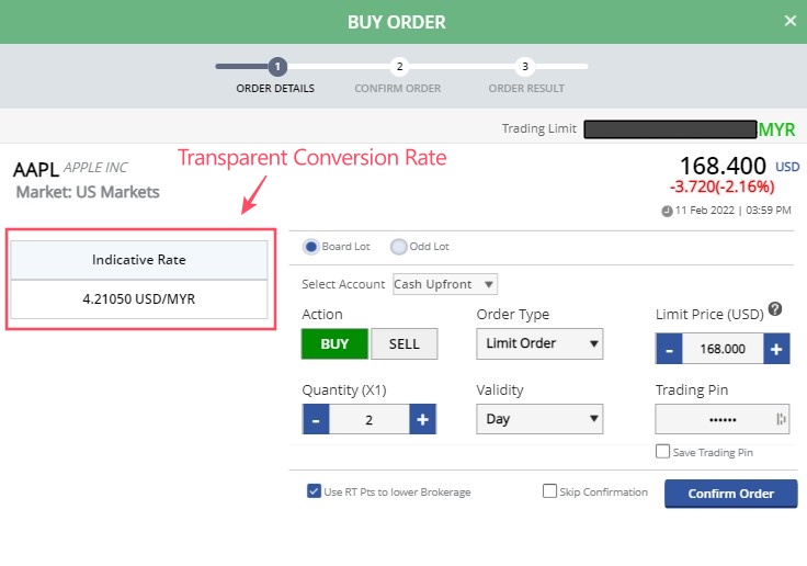 Rakuten Trade offers transparent conversion rate for US share trading