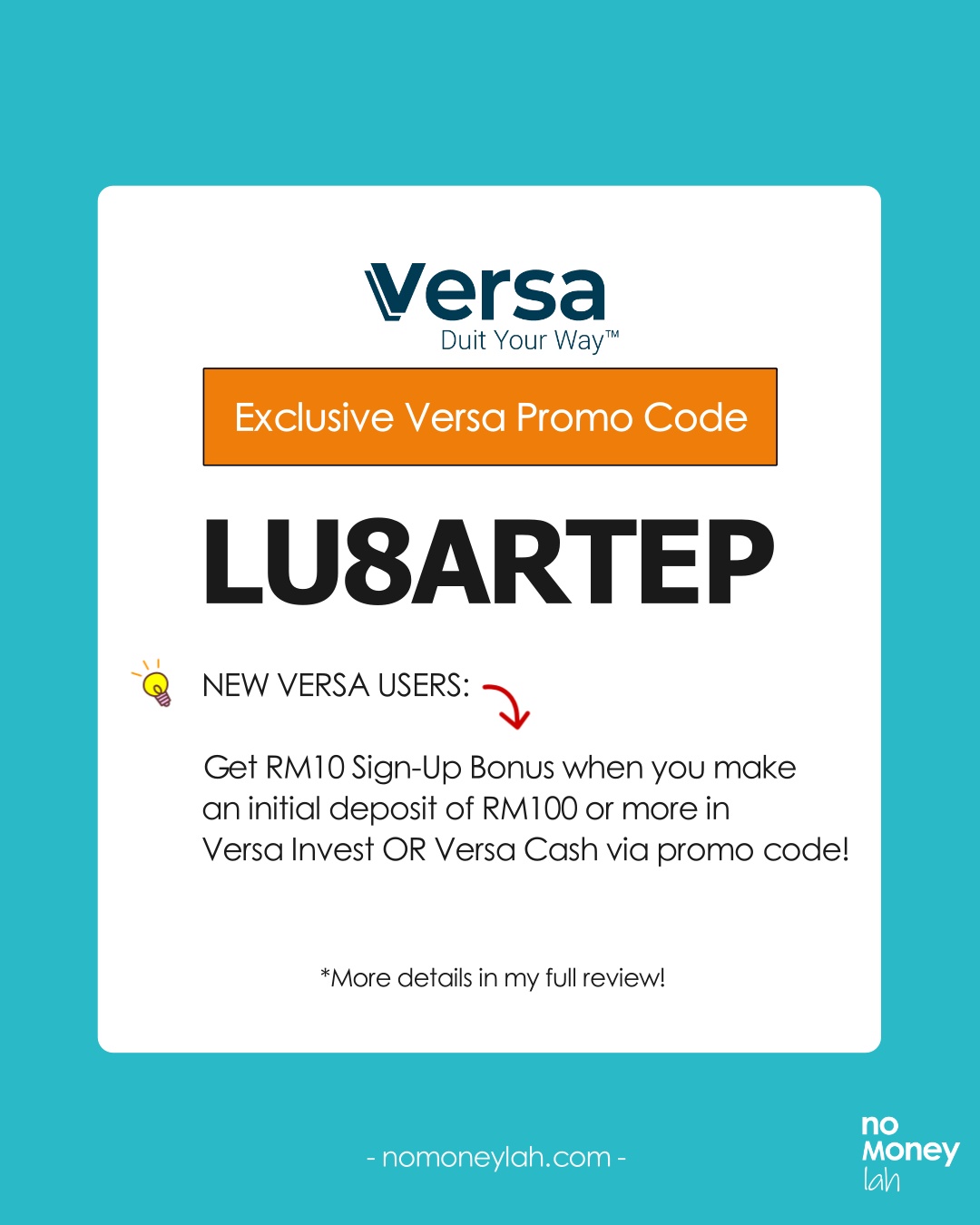Versa Invest & Versa Cash Promo Code: LU8ARTEP