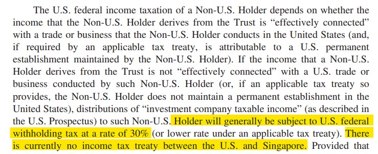 S27 prospectus on dividend withholding tax for non-US residents