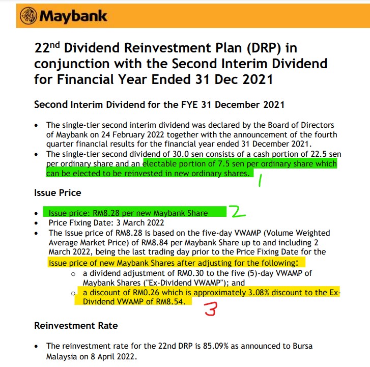 Maybank DRP calculation