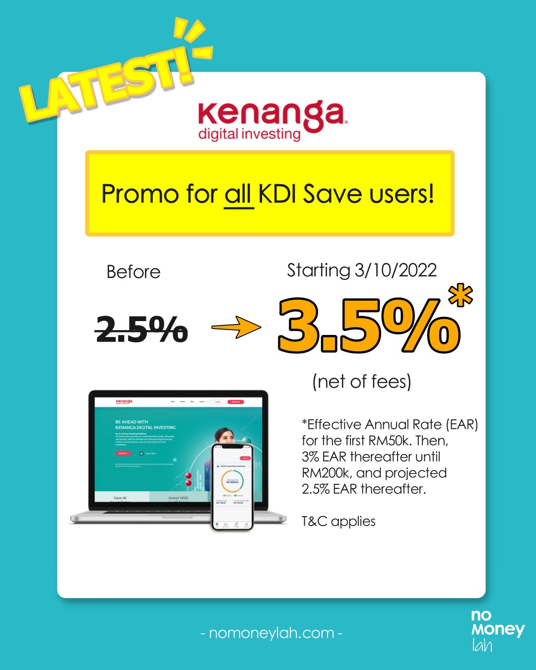 KDI Save 3.5% EAR rate