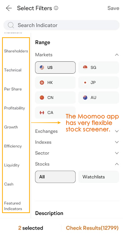 The stock screener in the Moomoo app is one of the most versatile I've ever used.