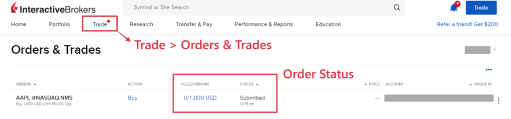 How to buy stocks on Interactive Brokers (IBKR) - Check and modify order