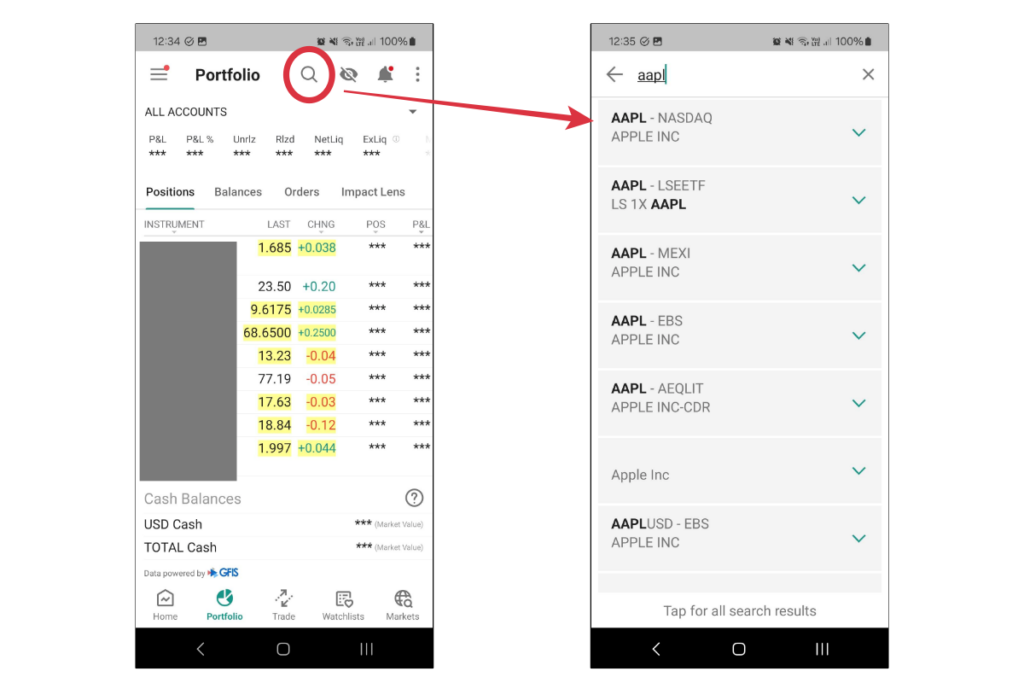 How to buy stocks on Interactive Brokers (IBKR) Mobile app - Search for stocks or ETFs