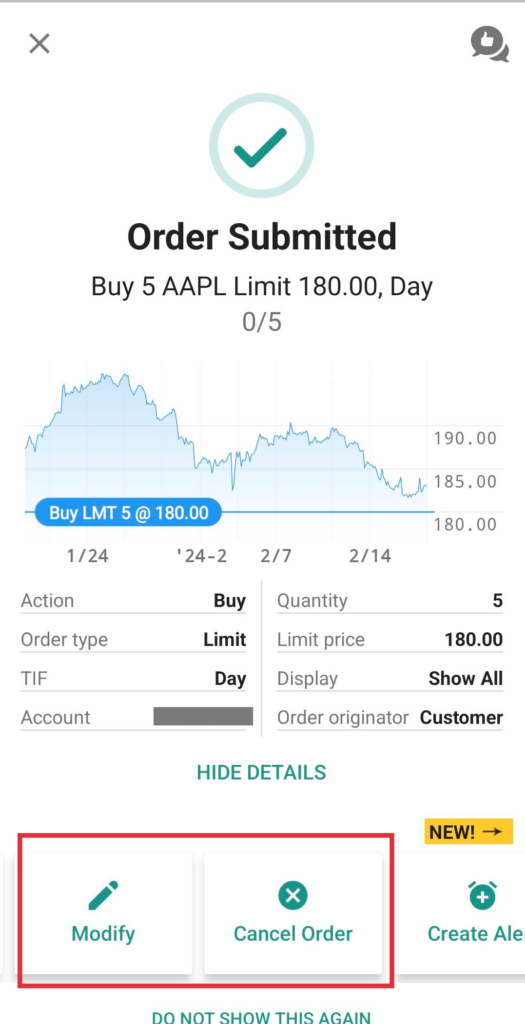 How to buy stocks on Interactive Brokers (IBKR) Mobile app - Modify or Cancel order