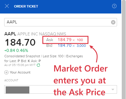 Interactive Brokers (IBKR) order types: Market Order